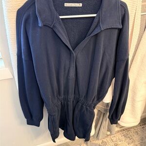 Abercrombie & Fitch Dark Blue Collared Jumpsuit